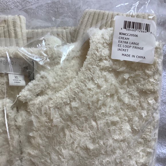 Barefoot Dreams CozyChic Fringe Loop Jacket Cream SZ XL - Picture 16 of 16